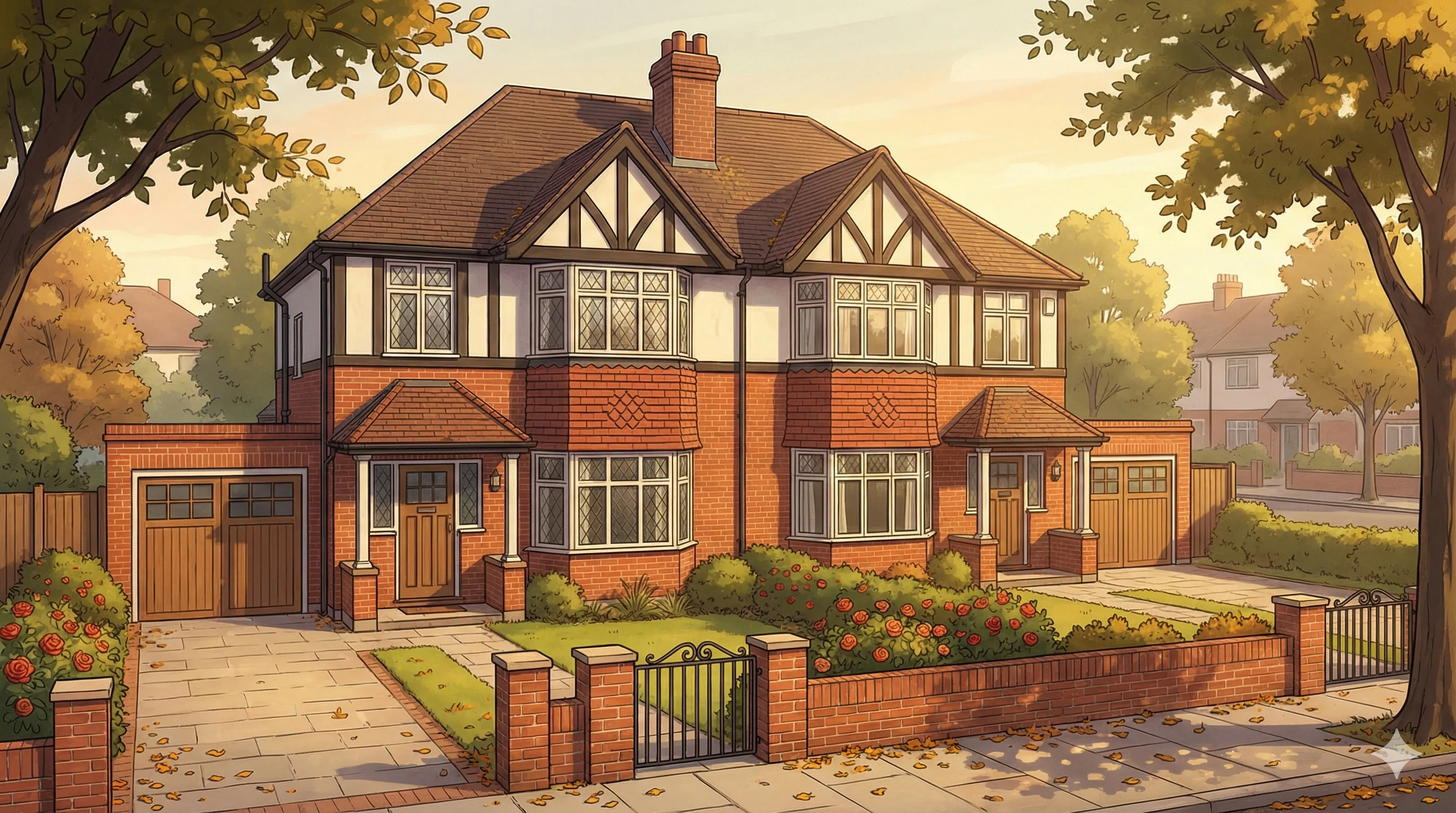 Illustrated semi-detached house — Get AI-powered insights